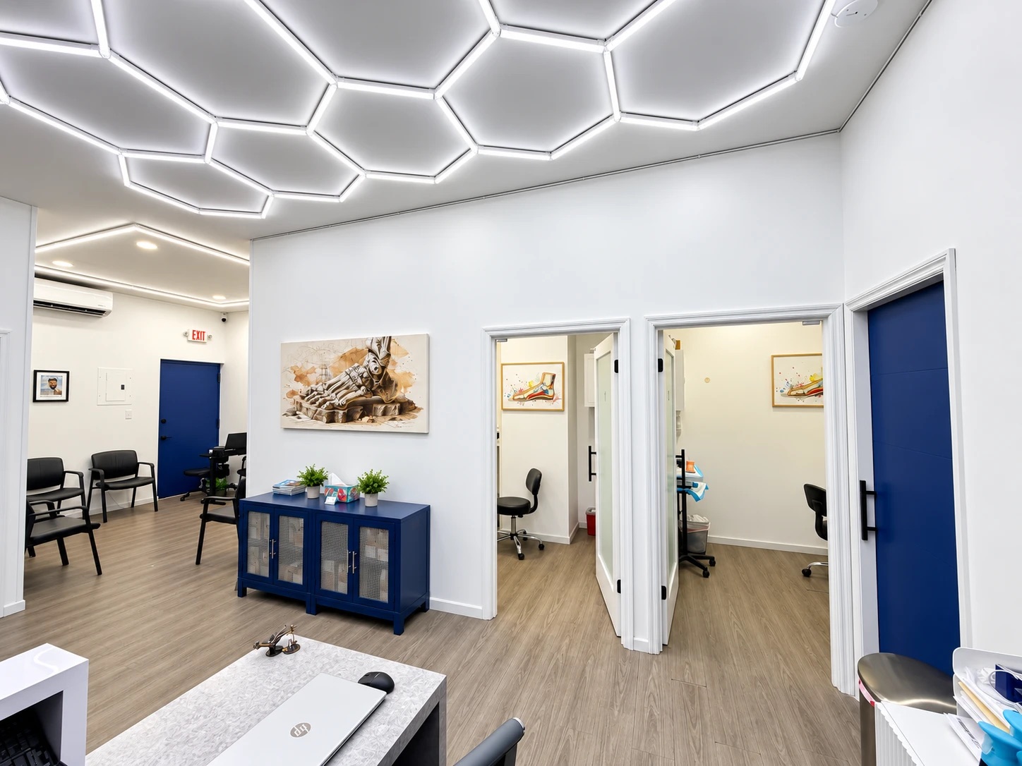 Waiting area and exam rooms at the Mobile Podiatry Church Avenue office